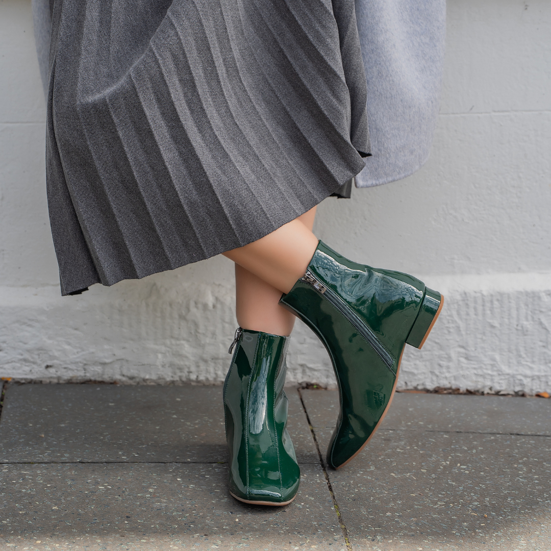 Sasha - Bottle Green Patent - LE SANSA