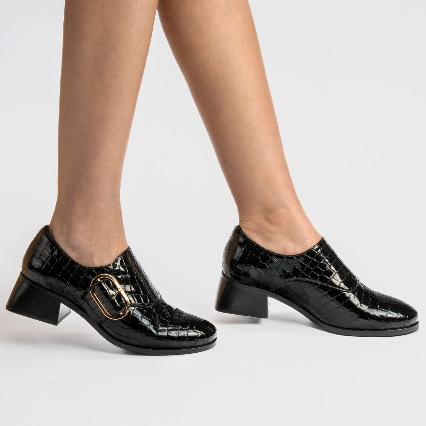 Rice - Black Croc Patent - LE SANSA