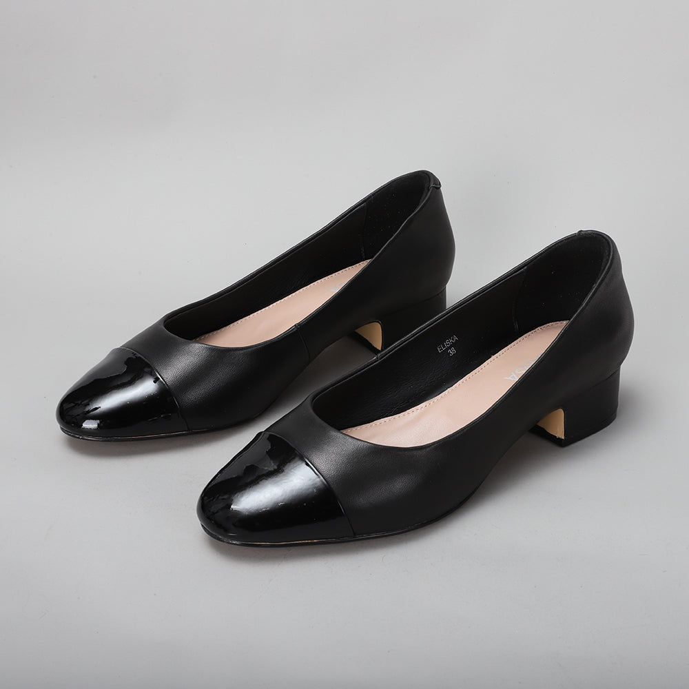 Eliska - Black/Black Patent - LE SANSA