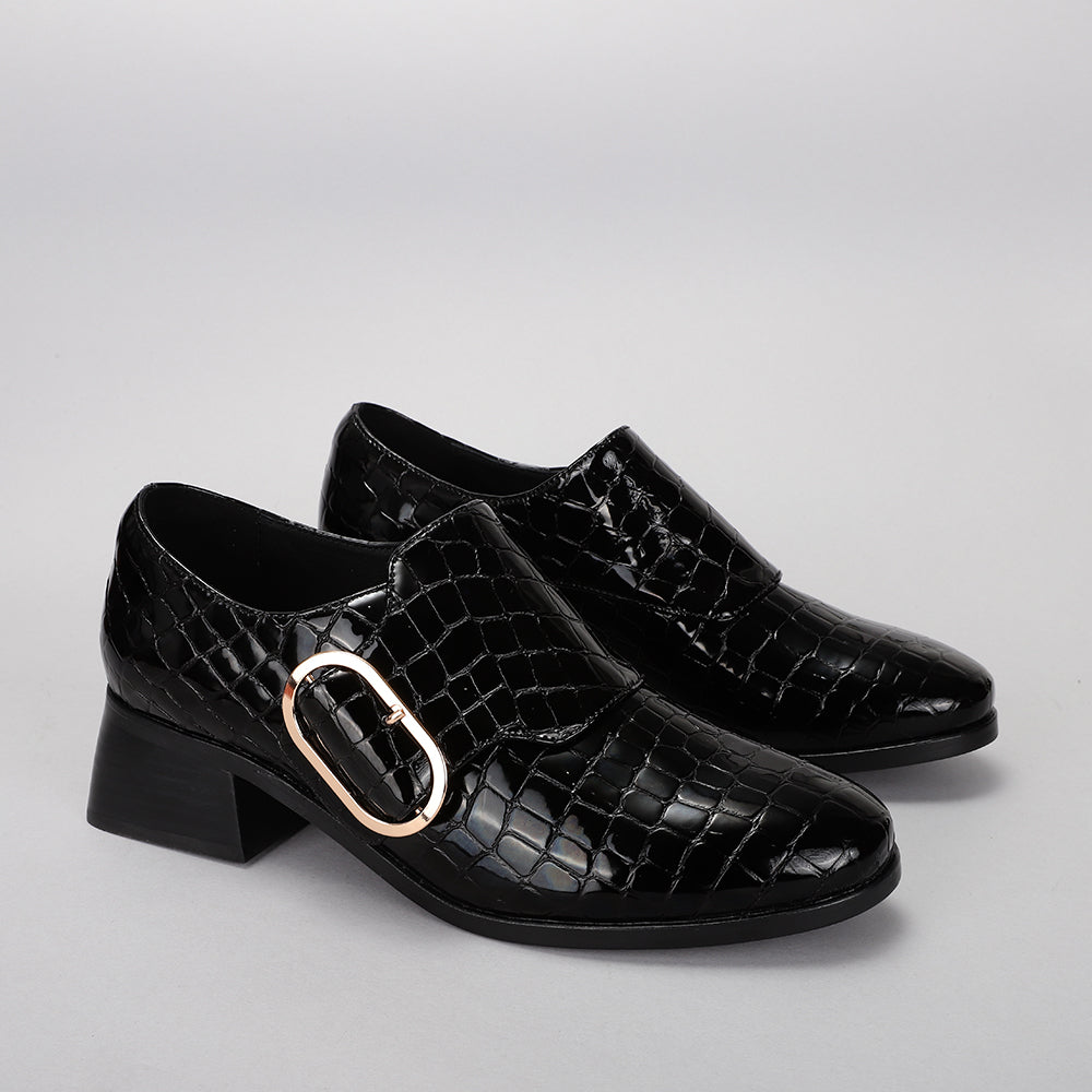 Rice - Black Croc Patent - LE SANSA