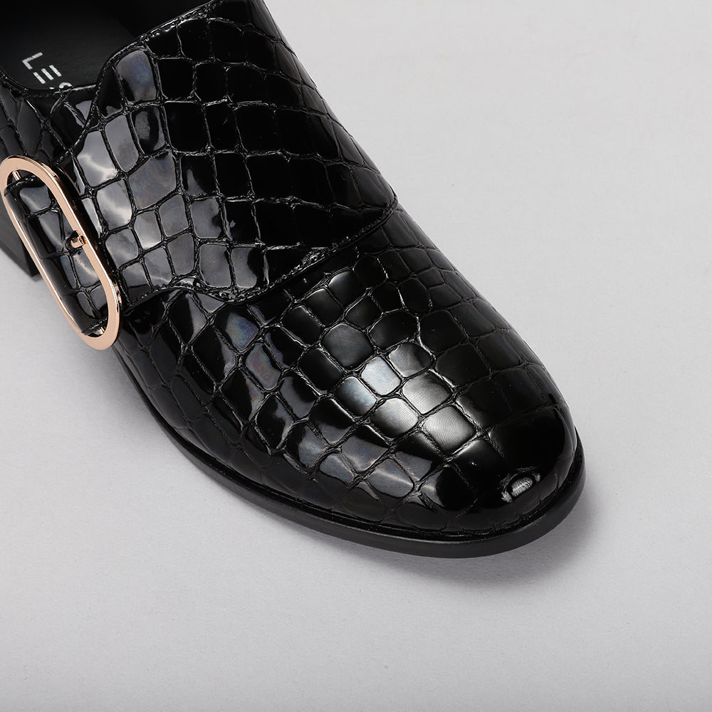Rice - Black Croc Patent - LE SANSA