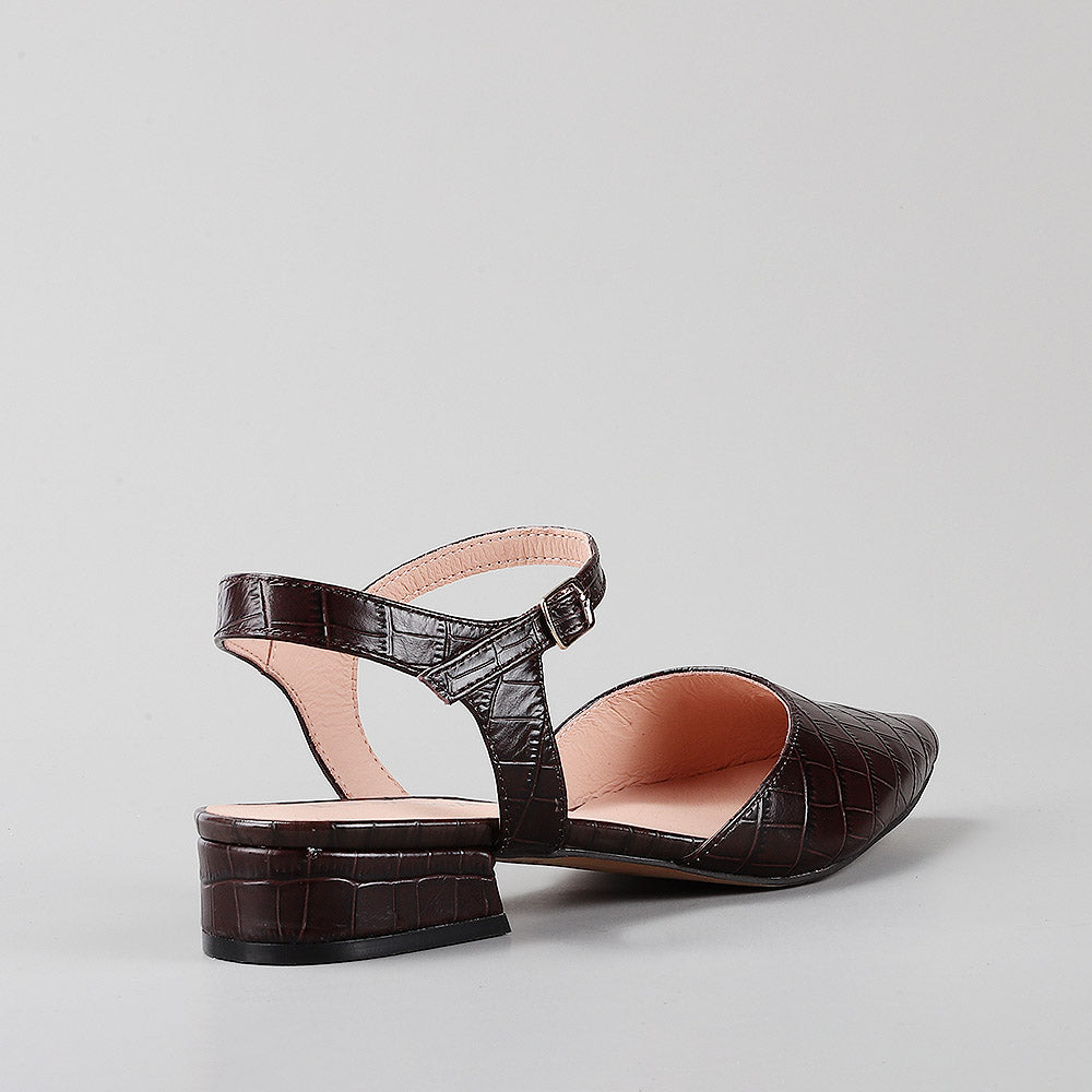 Coralie - Espresso Croc - LE SANSA