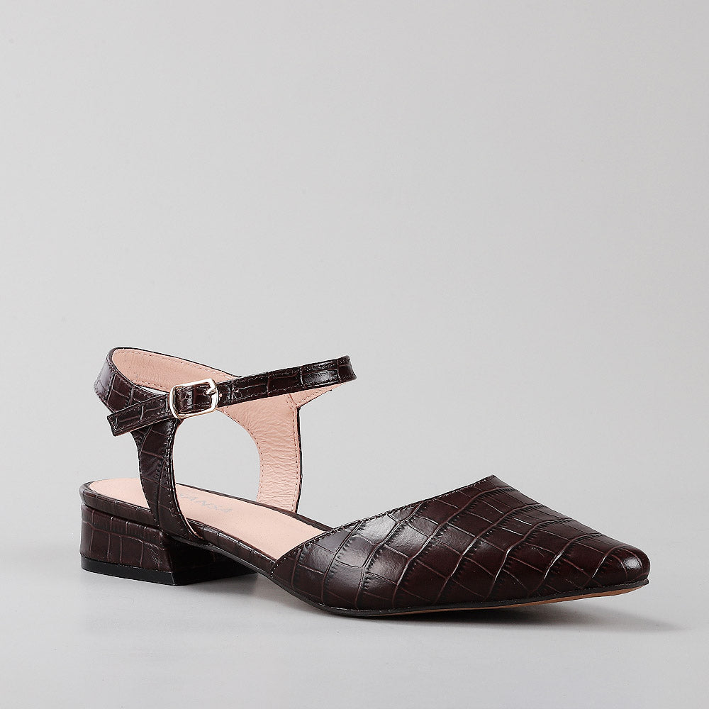 Coralie - Espresso Croc - LE SANSA