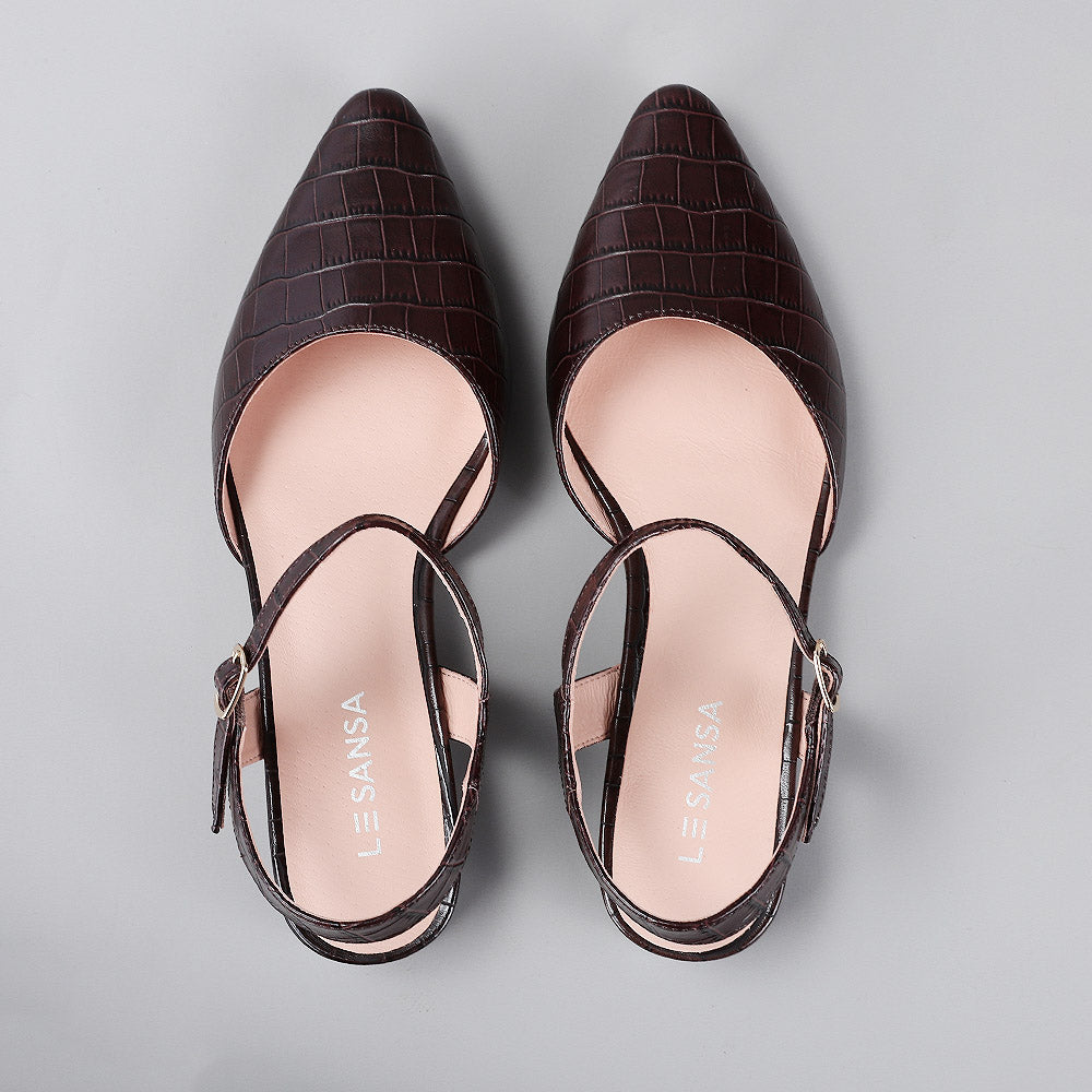 Coralie - Espresso Croc - LE SANSA