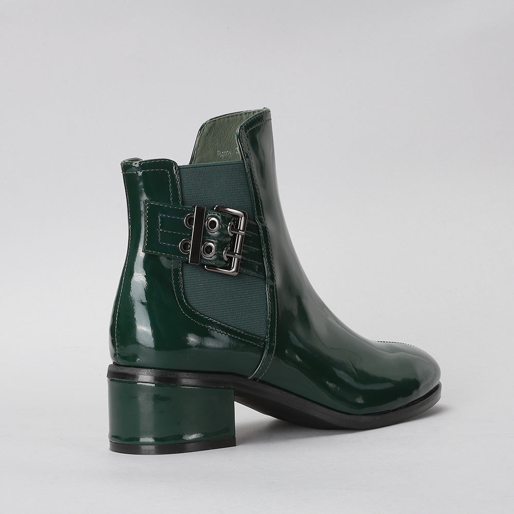 Romy - Bottle Green Patent - LE SANSA