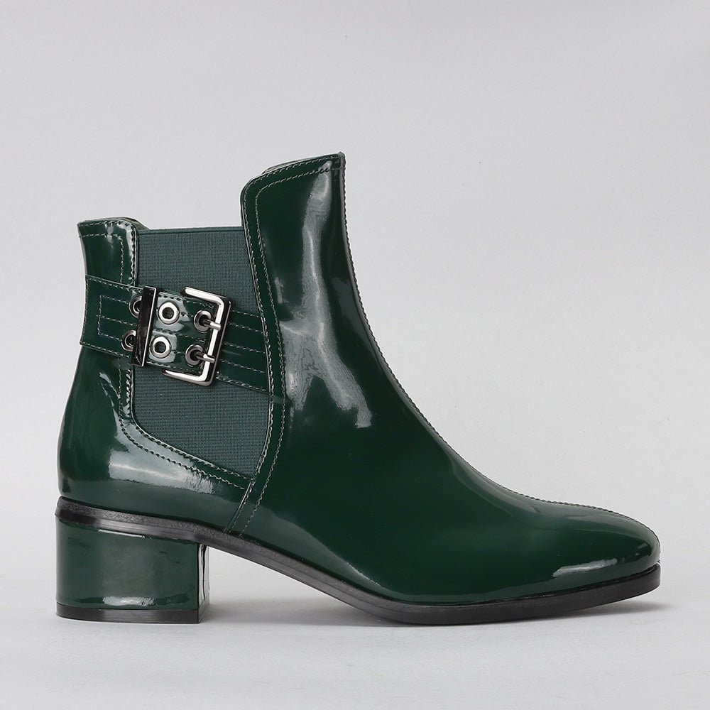Romy - Bottle Green Patent - LE SANSA