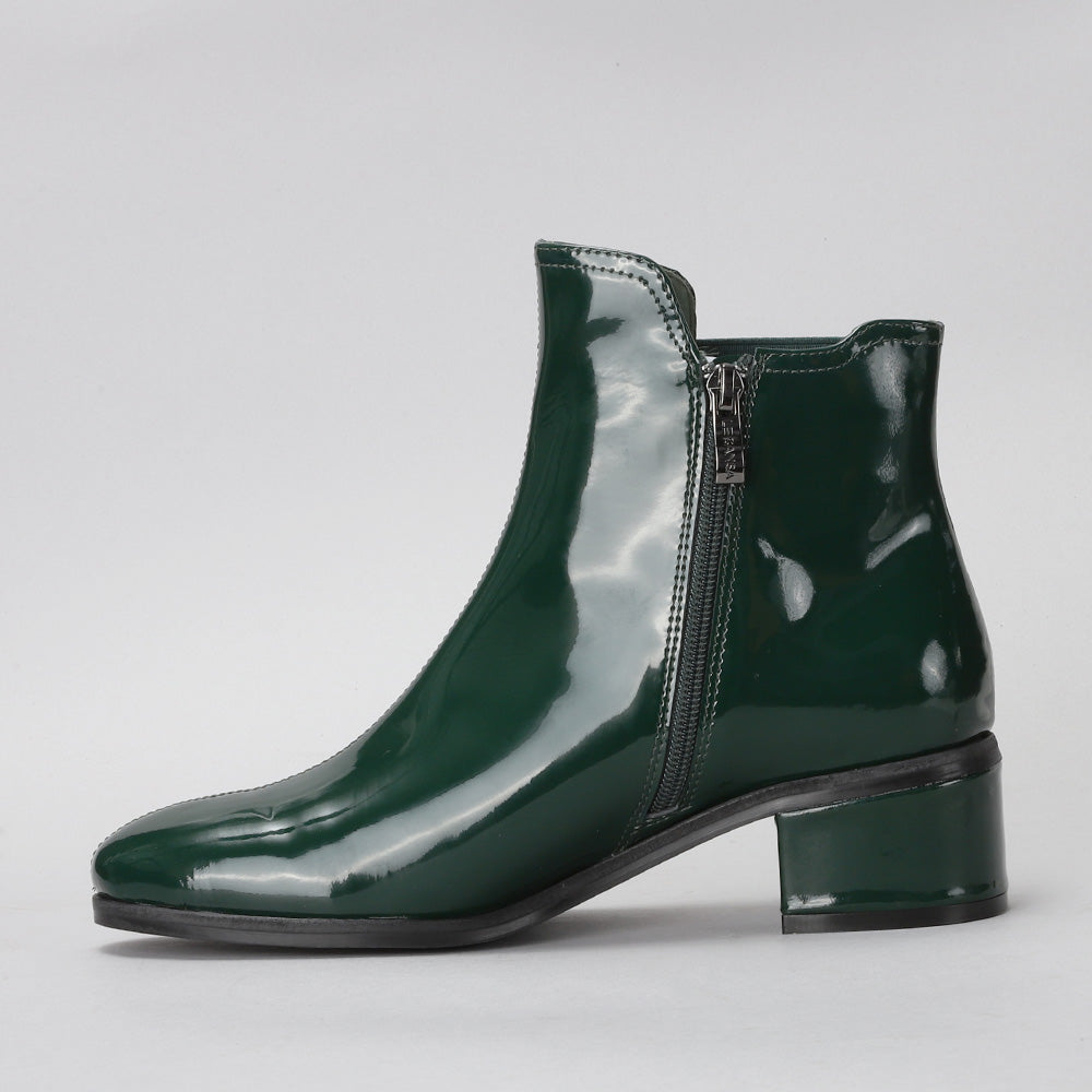 Romy - Bottle Green Patent - LE SANSA