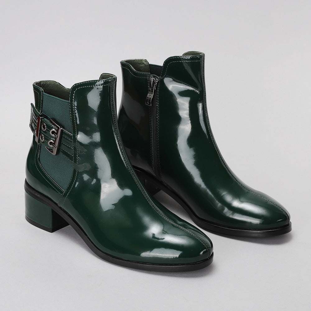 Romy - Bottle Green Patent - LE SANSA