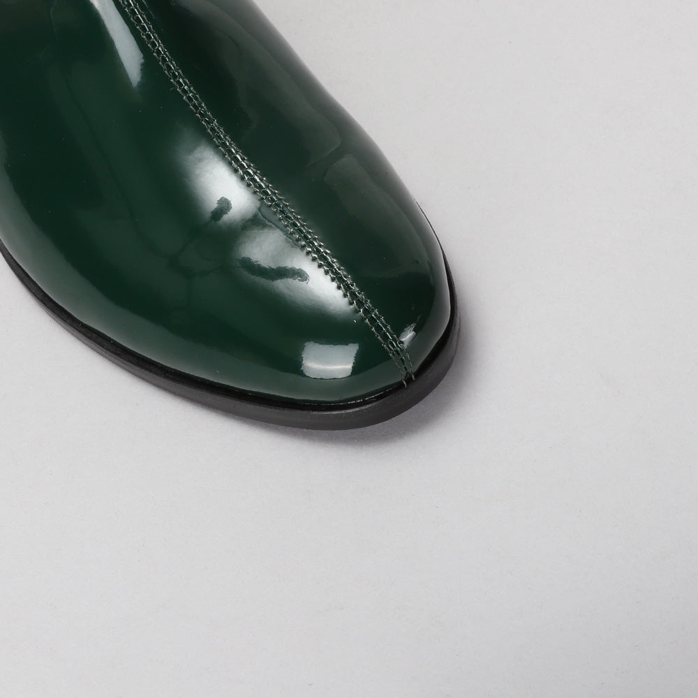 Romy - Bottle Green Patent - LE SANSA