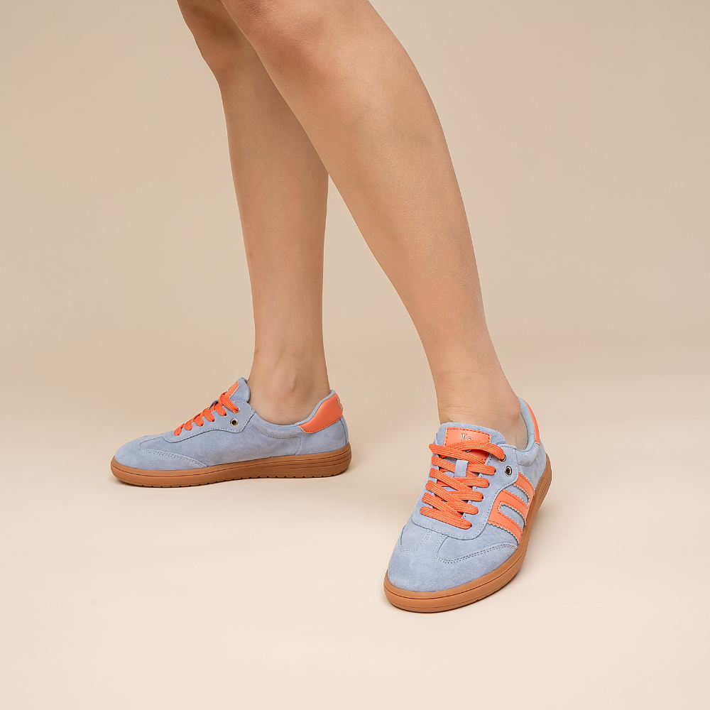 Juno - Pale Blue Suede/Orange