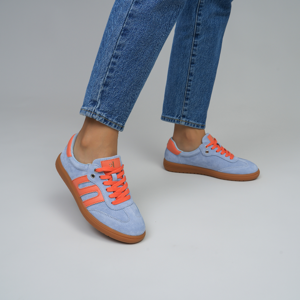Juno - Pale Blue Suede/Orange