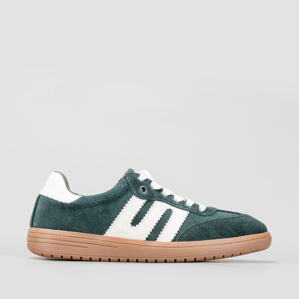 Juno - Bottle Green Suede/Ivory - LE SANSA