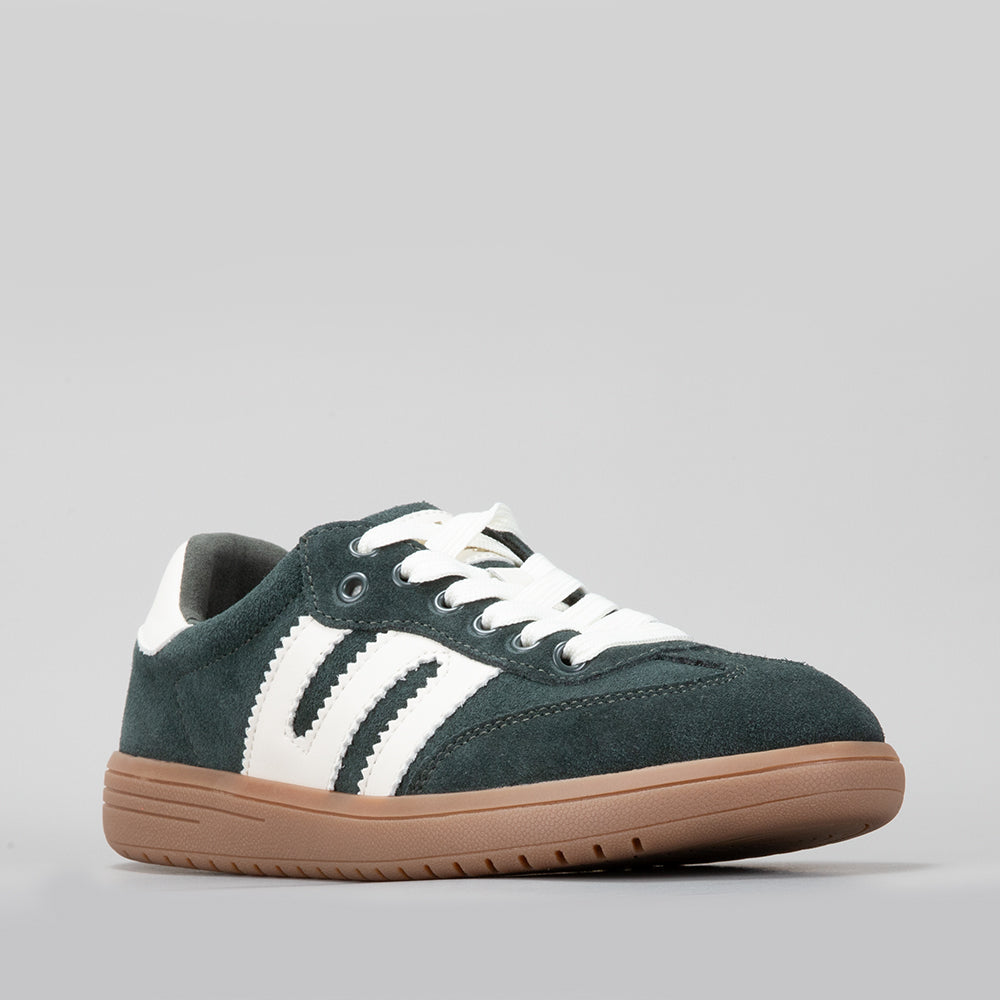 Juno - Bottle Green Suede/Ivory - LE SANSA