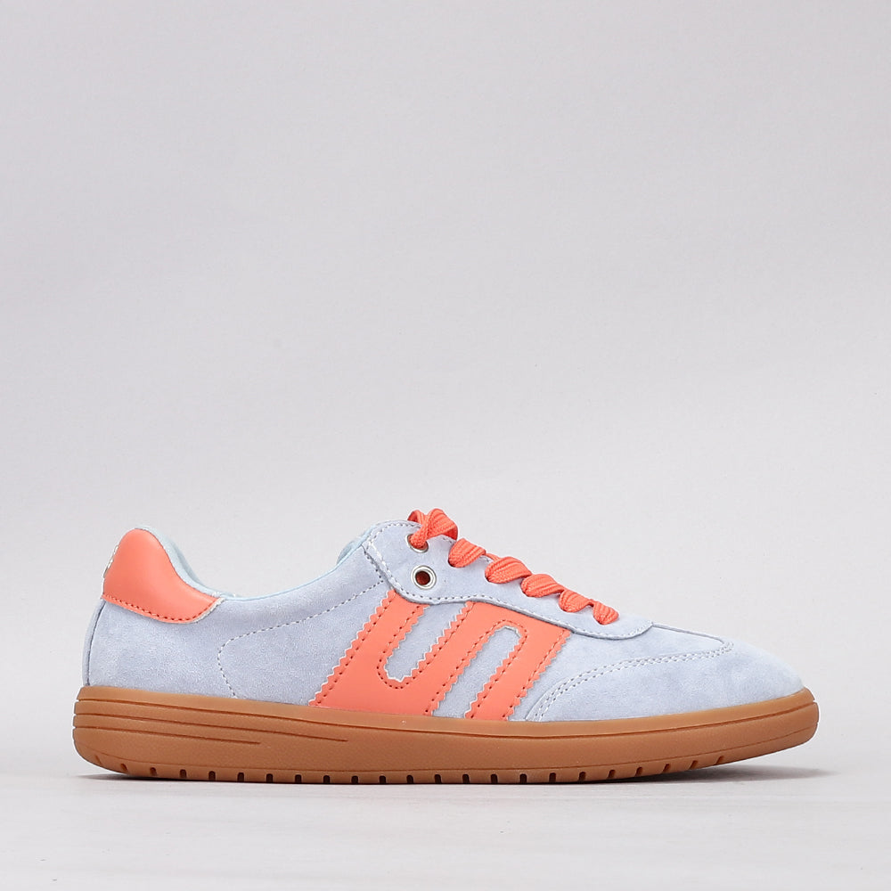 Juno - Pale Blue Suede/Orange