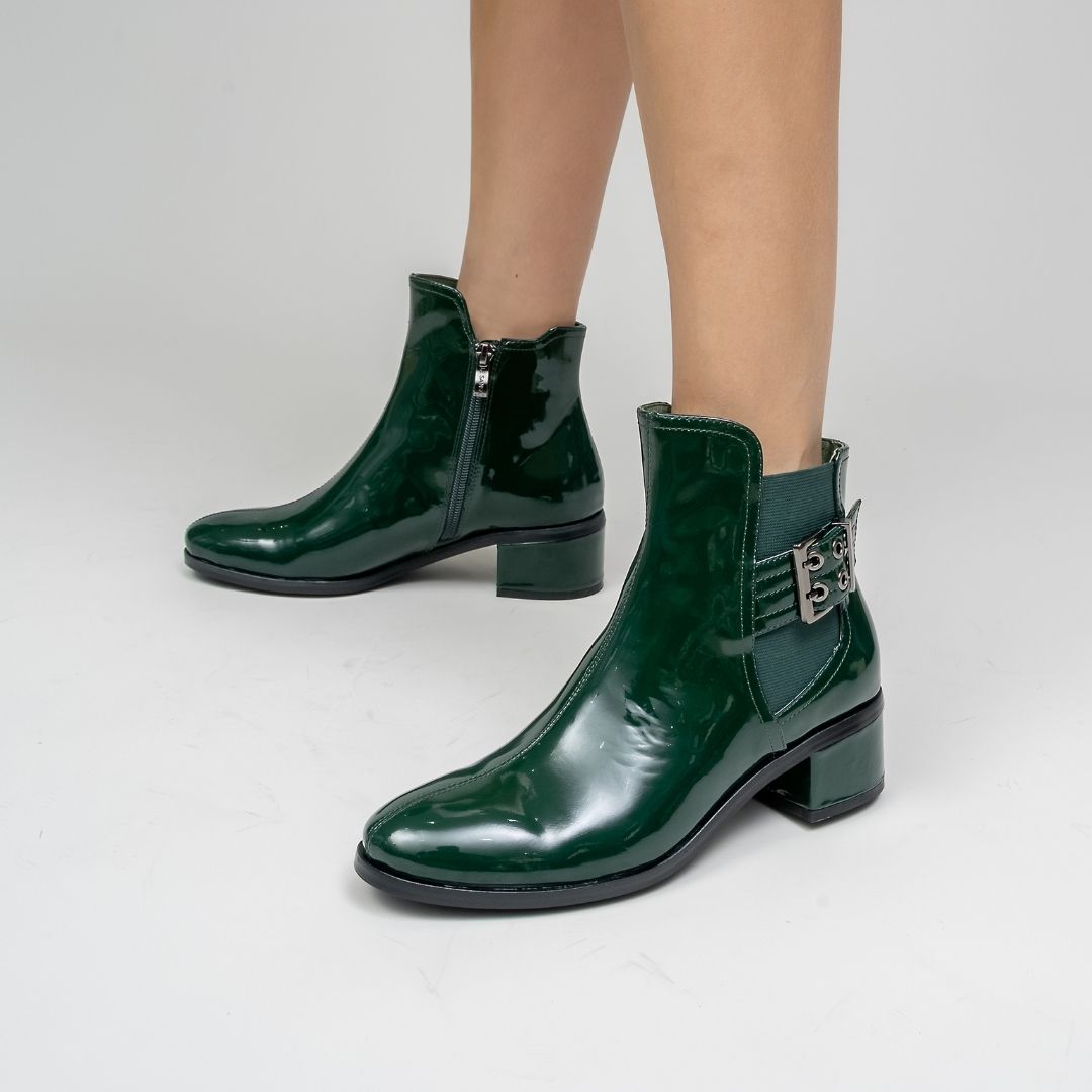 Romy - Bottle Green Patent - LE SANSA